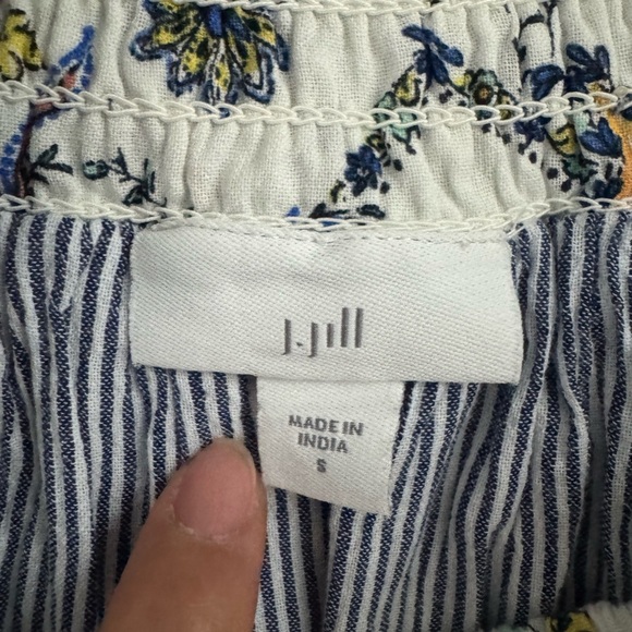 J. Jill Multicolor Paisley 100% Cotton layered Boho Smocked Skirt Small - Picture 4 of 5